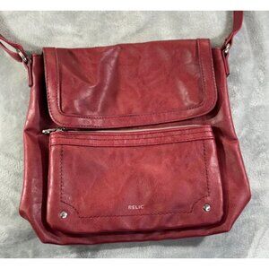 Relic Red Crossbody Bag With Adjustable Strap & Multiple Pockets Man-Made Materi